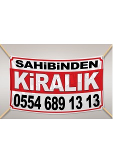 Sahibinden KİRALIK Branda Afiş 1.Kalite AVRUPA BRANDA 100x150cm Tasarım02