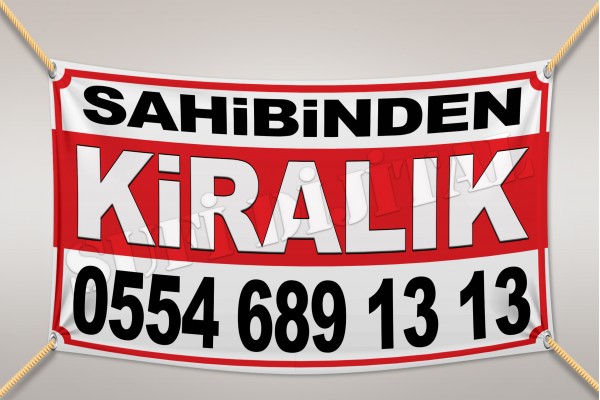 Sahibinden KİRALIK Branda Afiş 1.Kalite AVRUPA BRANDA 100x150cm Tasarım02