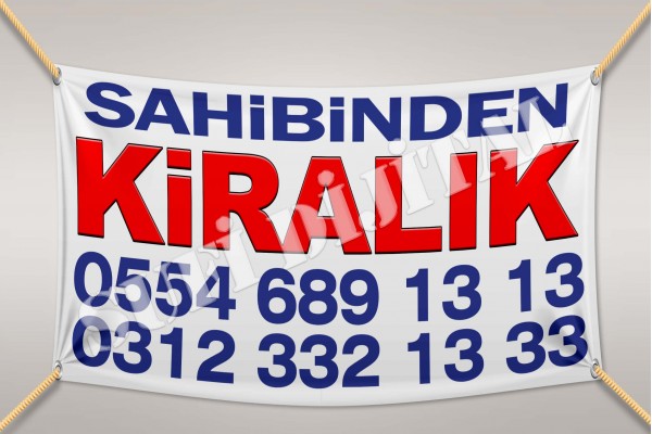 Sahibinden KİRALIK Branda Afiş 1.Kalite AVRUPA BRANDA  Lacivert Yazılı Her Ölçüde