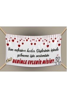 Romantik Evlilik Teklifi Branda 100cmx150cm