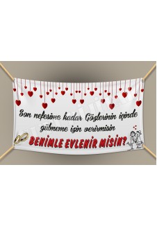 Romantik Evlilik Teklifi Branda Afiş Pankart