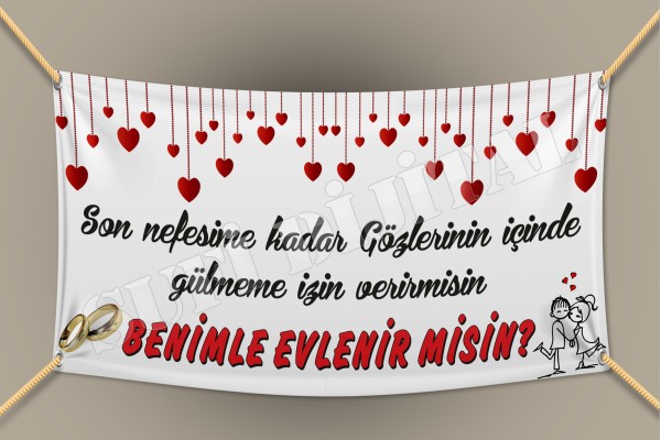 Romantik Evlilik Teklifi Branda 100cmx200cm