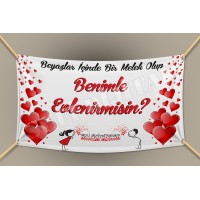 Romantik Evlenme Teklifi Branda Afiş Pankart