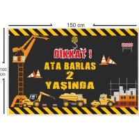 Inşaat Tema Konseptli Doğum Günü Afişi 70x100 Cm